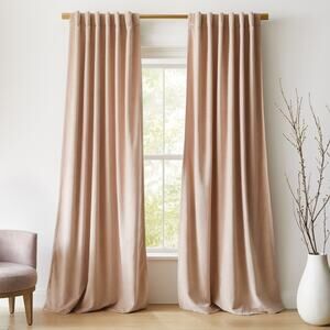 West Elm Worn Velvet Curtain in Dusty Blush - Set of 2 Panels